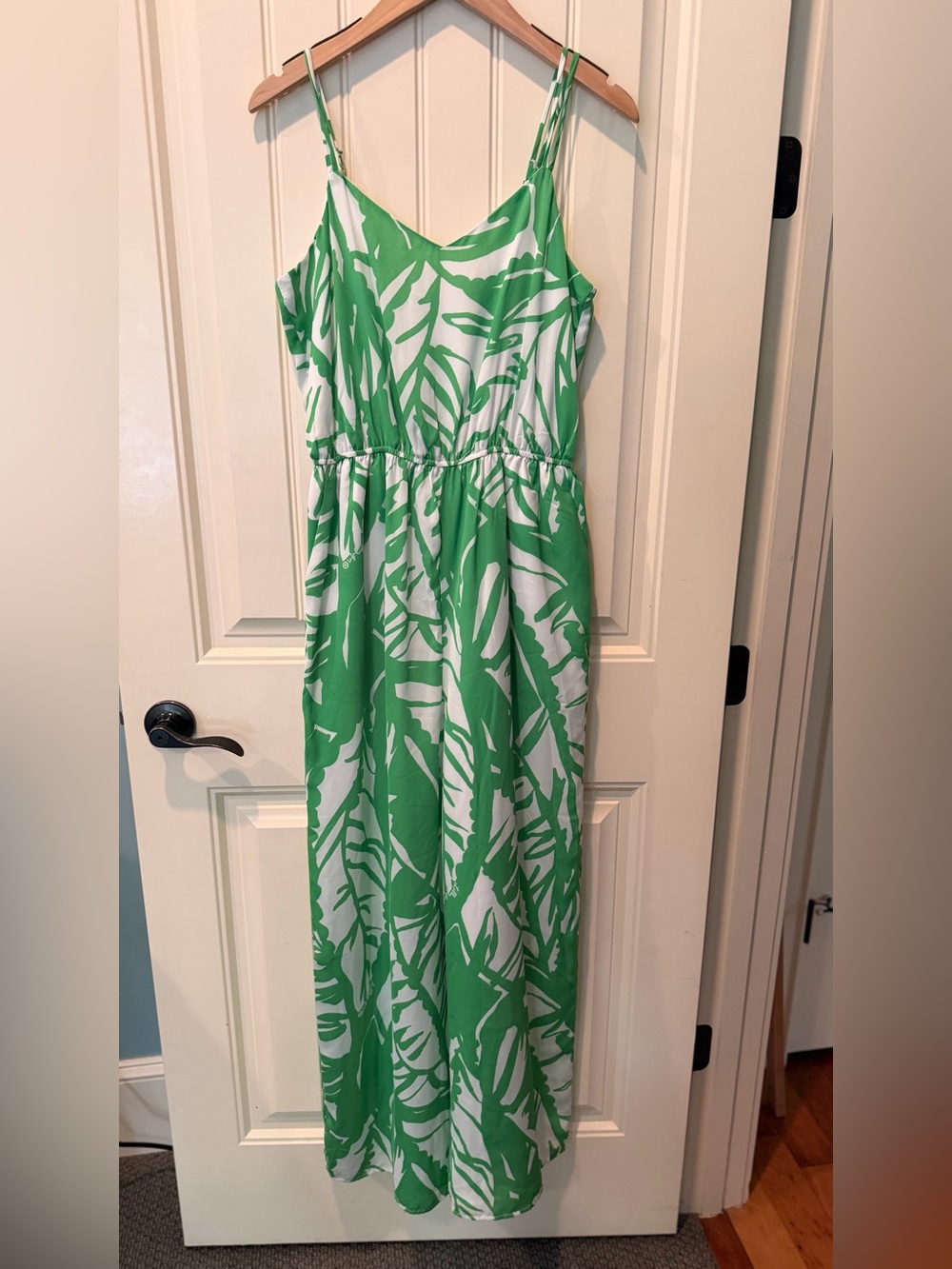 Lilly Pulitzer Medium Green/White Tropical Jumpsuit (Target) EUC Resort Vacay
